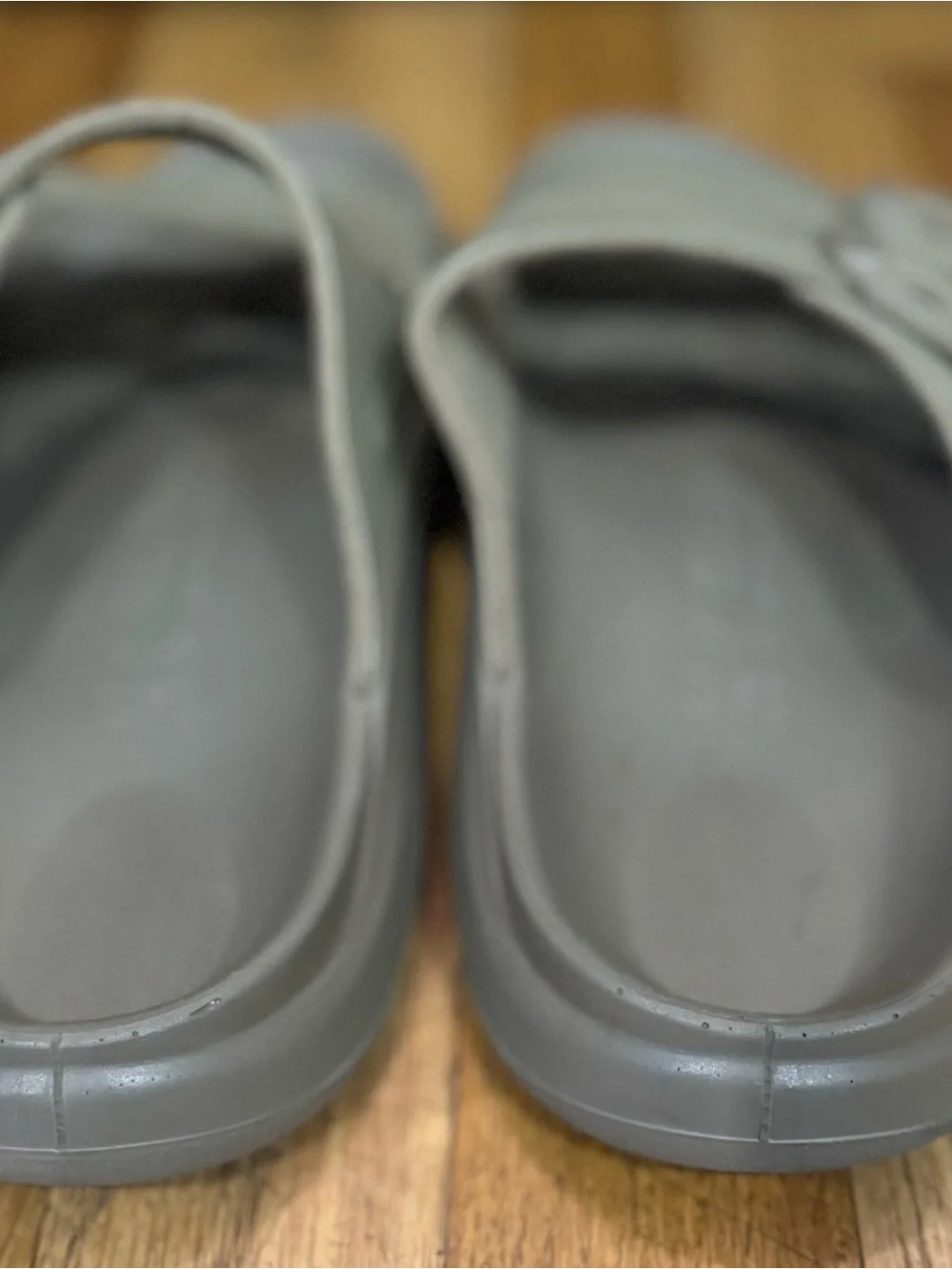 Size 42 Birkenstock Dual-Strap Slides in Olive